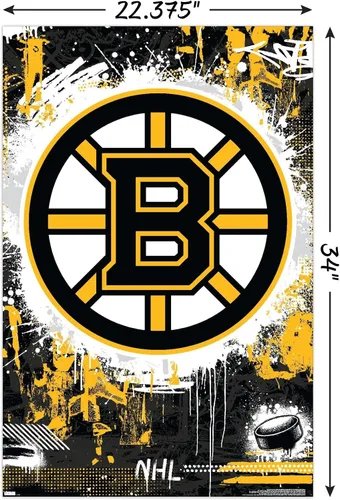 Vista 3 de NHL Boston Bruins - Póster de pared con logotipo Maximalist 23, 34 pulgadas de largo x 22.4 pulgadas de ancho, versión sin marco