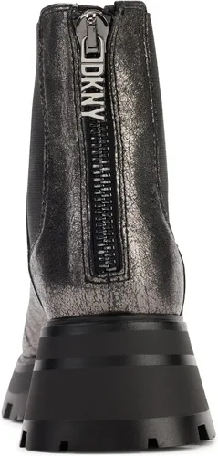 Vista 2 de DKNY Botas de combate de cuero liso metálico para mujer