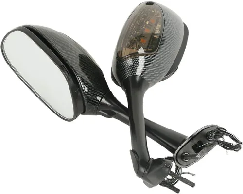 Vista 5 de Green-L Par de espejos retrovisores laterales de fibra de carbono con luz de señal para Suzuki GSXR600 GSXR750 2006-2024 GSXR1000 2005-2016 Estilo C