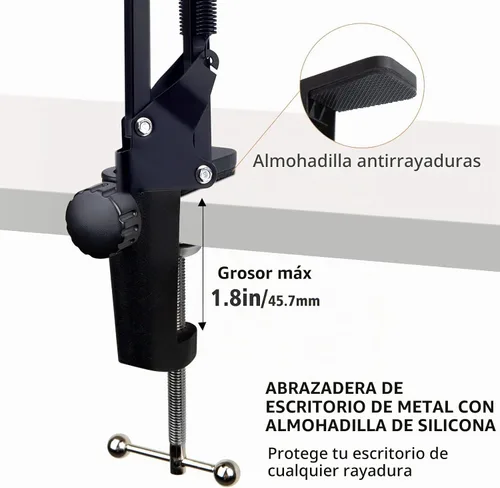 Vista 4 de Para soporte de brazo de micrófono Elgato Wave 3, brazo de micrófono profesional compatible con micrófono condensador USB Elgato Wave:3 por SUNMON
