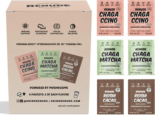 Vista 7 de Renude Chagaccino - Polvo de hongos Chaga, mezcla de bebida de café de hongos con adaptógenos, energía natural y apoyo inmunológico, vegano, keto