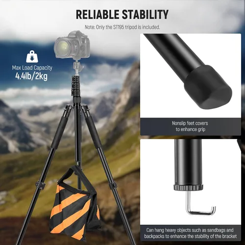 Vista 4 de NEEWER Trípode para Luz de Fotografía, 47-195cm/1.5-6.4ft de Aluminio Trípode de Iluminación de Estudio Reversible, Trípode Portátil para Video