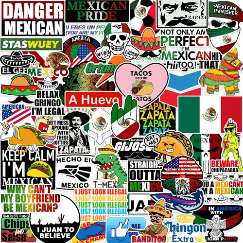 Vista 3 de 100 calcomanías mexicanas para casco, divertidas calcomanías de vinilo para caja de herramientas, diseño para casco, capucha, laptop, botella