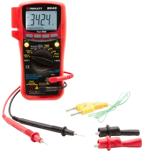 Vista 2 de Triplett 9045 True RMS Multímetro digital de 6000 cuentas: voltaje CA/CC, corriente CA/CC, resistencia, continuidad, prueba de diodos y capacitancia