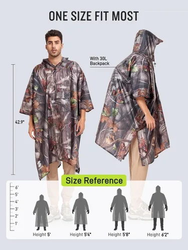 Vista 3 de Impermeable con capucha estilo poncho, para hombres y mujeres