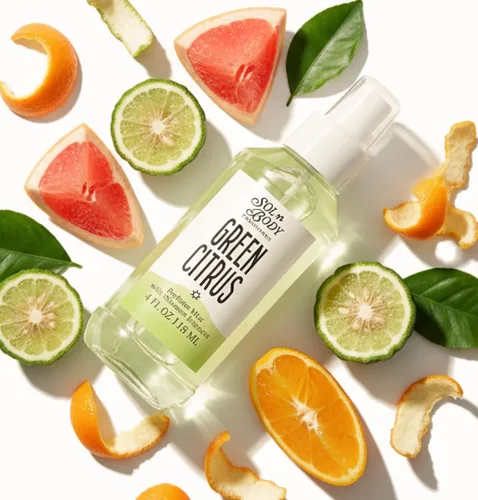 Vista 3 de Solnbody - Perfume de perfume Green CITRUS para el cuerpo y el cabello Mezcla increíblemente edificante de bergamota, pomelo, clementina