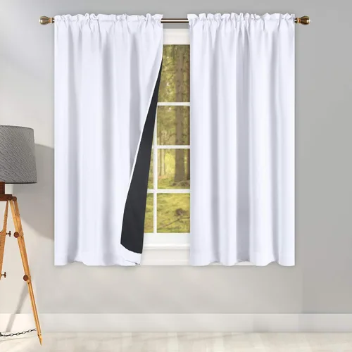 Vista 41 de KEQIAOSUOCAI Aqua - 100 cortinas opacas con forro negro para dormitorio, paneles de cortina totalmente opacas para sala de estar, cortinas aislantes