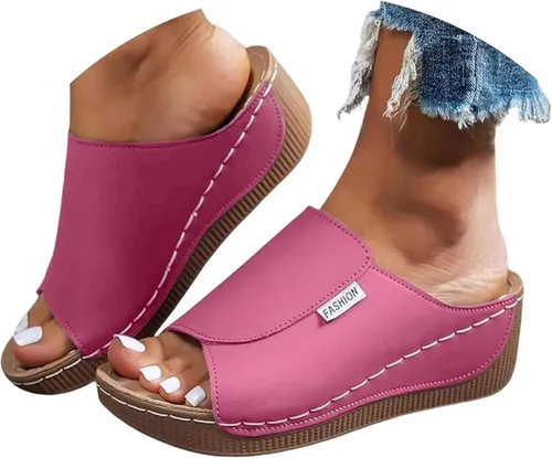 Vista 13 de Sandalias ortopédicas para mujer, con plataforma elegante, cómodas, ortopédicas, informales, para verano, con soporte de arco