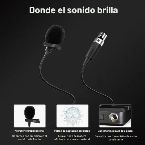 Vista 6 de Phenyx Pro Dual UHF Auriculares de escaneo automático/micrófonos inalámbricos de solapa PTU-71-2B 2 Bodypacks, 2 x 100 frecuencias, manos libres
