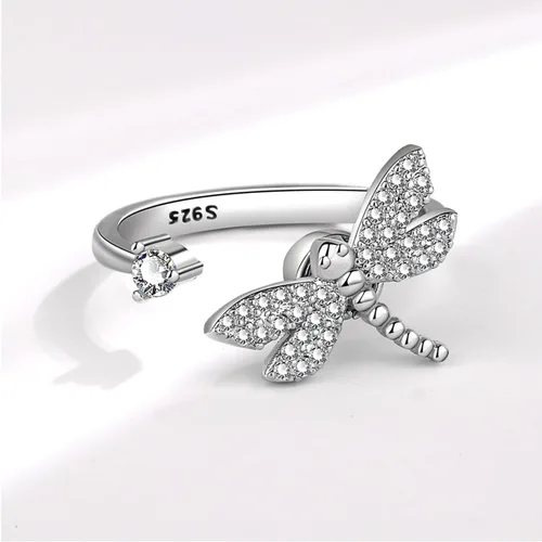 Vista 101 de Anillo de plata de ley 925, minimalista, ajustable, hecho a mano, para mujeres y niñas