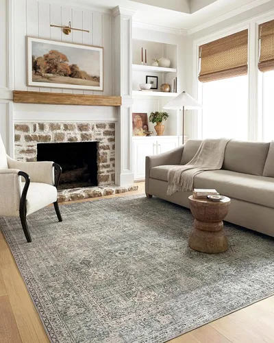 Vista 13 de Loloi Chris Loves Julia Jules Collection JUL-06 Denim/Spice 2'-3'' x 3'-9'', 0.13 pulgadas de altura, alfombra decorativa