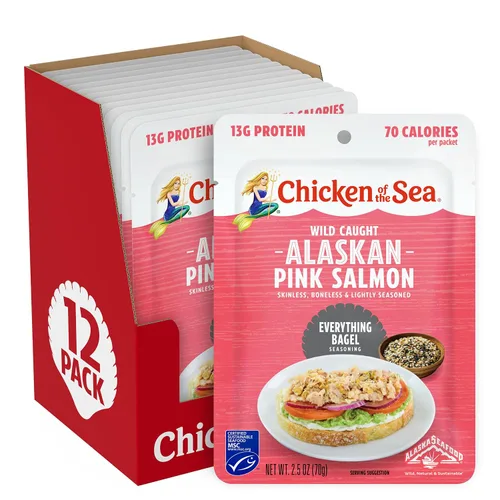 Vista 20 de Pollo del mar sin piel y sin hueso Pacífico ahumado salmón, bolsa de 3 onzas (paquete de 12)