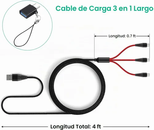 Vista 7 de Cargador para DJI Mini 4 Pro, Mini 3 Pro, Mavic 3, Air 2S Drone, con adaptador 3-in-1 3A Fast Charging Cable USB C Cord for DJI FPV Remote
