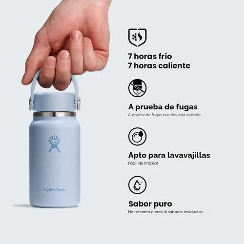 Vista 3 de Hydro Flask Micro Bottle - Mini frasco aislado a prueba de fugas para bolso o bolsillo en 6.7 onzas, verde agave