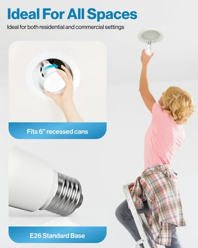 Vista 4 de Sunco Paquete de 10 Bombillas LED BR40, Luces de Inundación para Interiores, Bombilla para Lámparas Empotradas, 1400 LM, 17W (Equivalente a 100W)