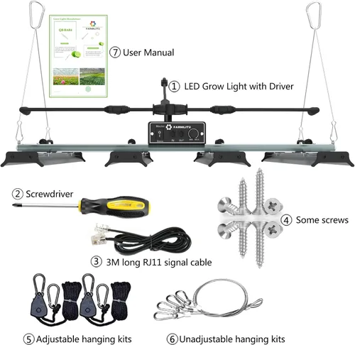 Vista 6 de Luz de Cultivo FARMLITE Luces LED de Cultivo para Plantas de Interior Espectro Completo Luz de Crecimiento de Plantas Lámparas Colgantes de Cultivo