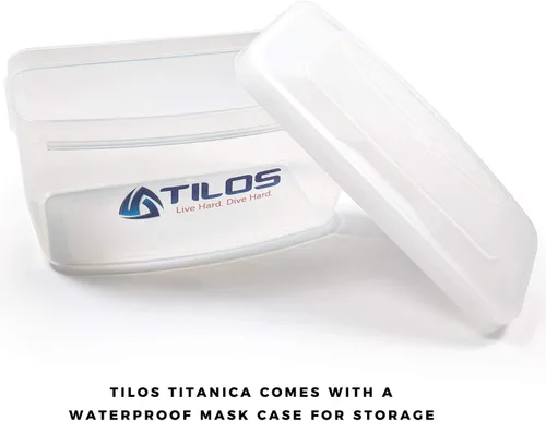 Vista 3 de Tilos Titanica, máscara de lente única para buceo y snorkel (negro, adulto)