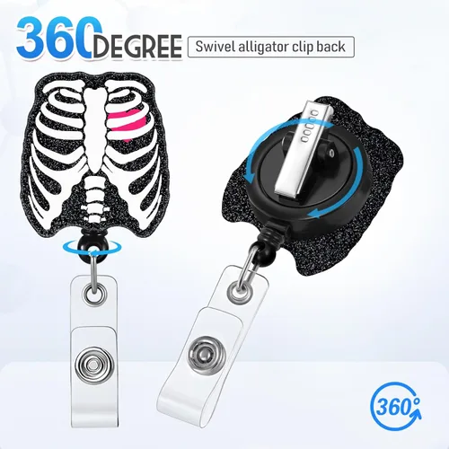 Vista 3 de Plifal Soporte retráctil para carretes con clip de identificación para enfermera, enfermería, etiqueta, tarjeta de identificación, radiología