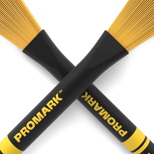 Vista 4 de ProMark Cepillo de nylon ligero 5B - Amarillo - Cepillo de Jazz - Cepillo de alambre para tambores - Cepillo de nylon para tambor