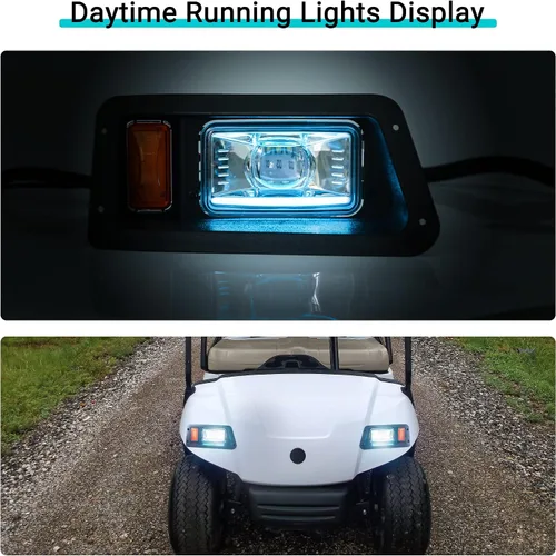 Vista 5 de 10L0L Kit de luces para carrito de golf para Yamaha G14 G16 G19 G22 - Kit de faros delanteros y luces traseras legales de calle con convertidor