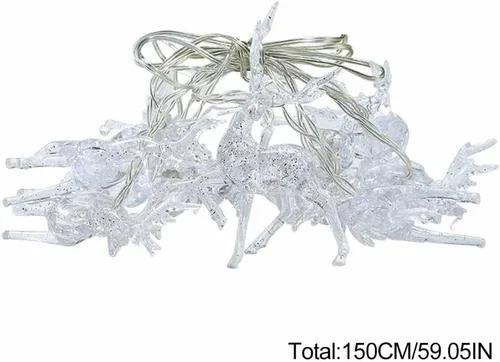 Vista 12 de Enfudid Tira de luces de Navidad con diseño de reno, 10 luces LED de color blanco cálido, funciona con USB, decoraciones de Navidad para regalos