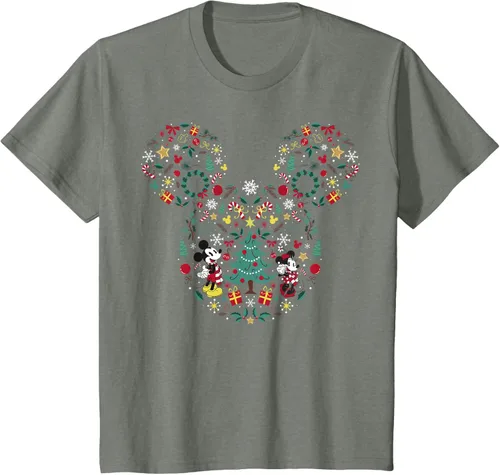 Vista 40 de Disney Mickey y Minnie Mashup Navideño Camiseta de Manga Corta Negro