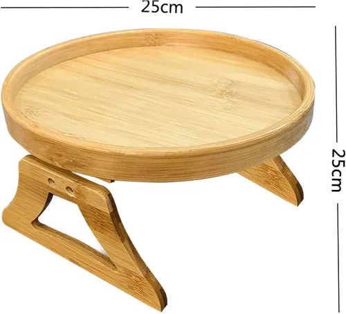 Vista 4 de Mesa de clip para el brazo del sofá, mesa multifunción para sofá, bandeja de sofá de bambú con clip en la mesa auxiliar para sofás anchos, bandeja 1