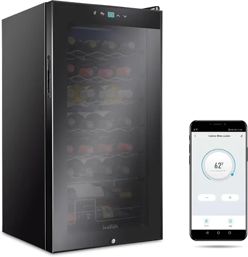 Vista 12 de Ivation Refrigerador de vino con compresor de 18 botellas con sistema de refrigeración de control inteligente de aplicación Wi-Fi Refrigerador