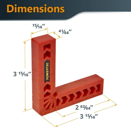 Vista 4 de POWERTEC 71124 Cuadrados de posicionamiento de 90 grados, herramientas de carpintería para abrazaderas de esquina en ángulo recto, herramientas