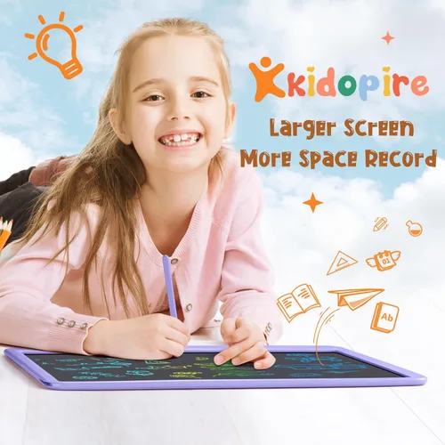 Vista 2 de Tableta de Escritura LCD para Niños, Kidopire Tablero de Garabatos de Pantalla Grande de 15 Pulgadas, Tablet de Dibujo y Escritura Colorida