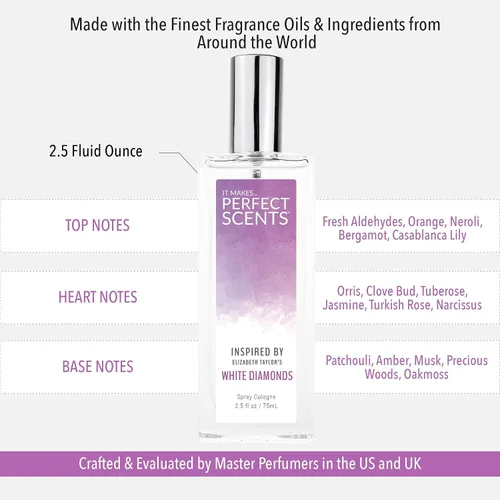 Vista 7 de Fragancias Perfect Scents, inspiradas en el White Dia.mond de Eliz.abeth Tay.lor Eau de Toilette para mujer, limpio, vegano, sin parabenos, sin