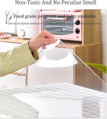 Vista 8 de Protector de escritorio transparente de PVC, cubierta de plástico de 1/0.059 in de grosor, impermeable, resistente al aceite, mantel rectangular