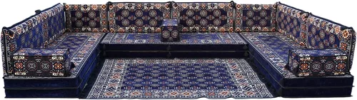 Vista 36 de arabicsofa Sofás seccionales en U hechos a mano – Asientos tradicionales en el suelo estilo Jalsa árabe