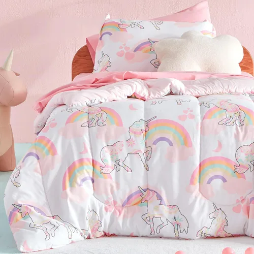 Vista 21 de SLEEP ZONE Juego de edredón de 5 piezas para niños, tamaño individual, súper lindo y suave, ropa de cama para niños en una bolsa, juego de 5 piezas