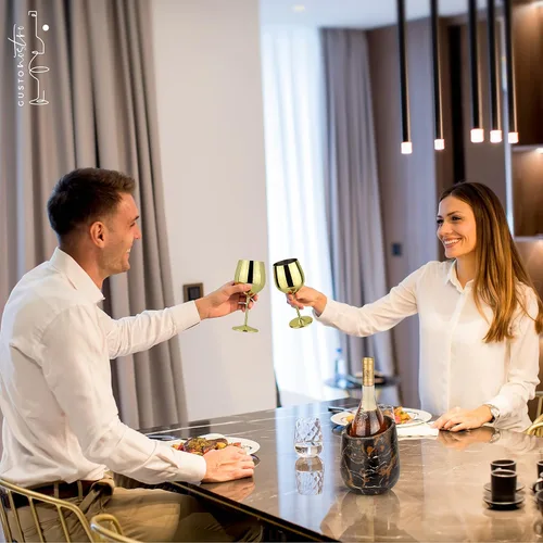 Vista 6 de Gusto Nostro Cubo enfriador de vino de mármol, enfriador de botellas de vino de 25.4 fl oz y enfriador de champán para fiesta, cocina, decoración