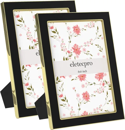 Vista 35 de eletecpro 4x6 Enamel Picture Frame with Real Glass Cover, Pink, 1-Pack Rosa con oro