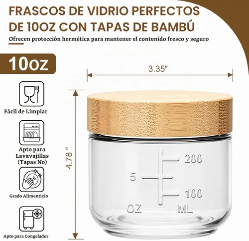 Vista 2 de 10oz Overnight Oats Containers With Lids,Mason Jars with Bamboo Lid