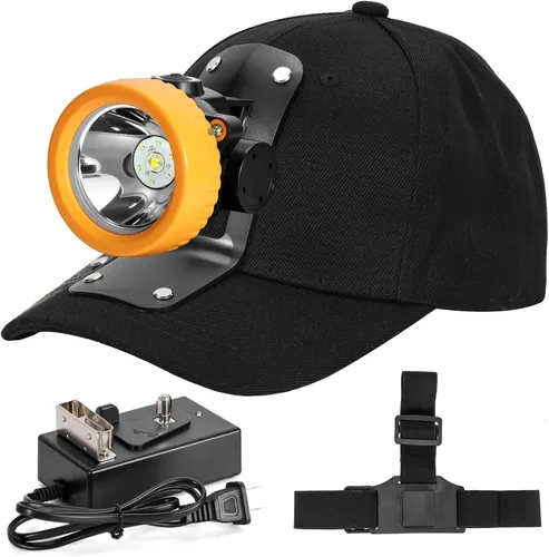 Vista 9 de Lokilo Linterna frontal de minería superbrillante de 1+6 LED, recargable, impermeable, con tapa minera, larga duración, ligera, perfecta