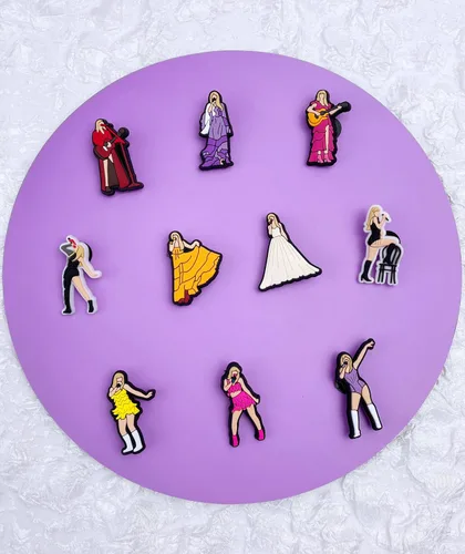 Vista 5 de LINGWUERBA Pink Stuff - Dijes para zapatos para mujer, dijes para zapatos, TS Eras1989 Taylor Singer inspiró joyería de amistad regalo para amantes