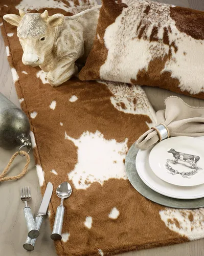 Vista 4 de SARO LIFESTYLE Almohada de piel sintética con diseño de piel vaca, solo funda