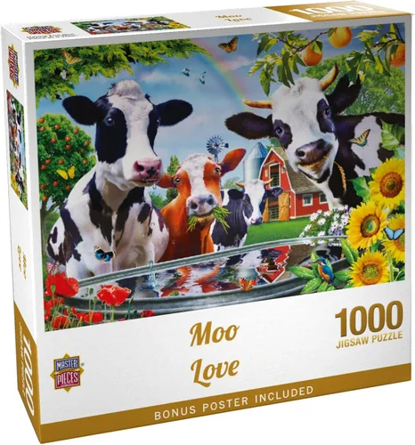 Vista 10 de MasterPieces - Rompecabezas de 300 piezas, formas grandes de agarre EZ, Moo Love, divertido para adultos, personas mayores, familia, niños, acabado