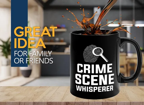 Vista 2 de Taza de café de detective de 11 onzas, color negro, susurrador de escena del crimen, oficial de policía, patrulla policial, detective, policía