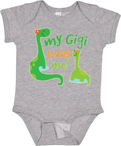 Vista 24 de inktastic My Gigi Loves Me Grandson - Body de dinosaurio para bebé 0020 Blanco