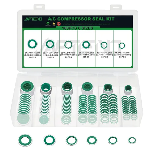 Vista 13 de Kit surtido de 110 piezas de arandelas de sello de compresor de sistema de aire acondicionado, 12 tamaños automotrices para compresor de A/C, kit