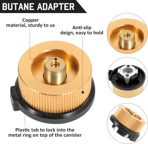 Vista 5 de Adaptadores de propano/isobutano/butano/recarga de 3 piezas para estufa de camping Propane To Butane Adapter Conversion, Butane Fuel Canister