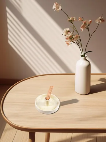 Vista 3 de Soporte Palo Santo, quemador de incienso de cerámica para madera de Palo Santo o palo de incienso perfumado, color beige