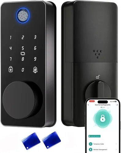 Vista 11 de Cerradura de puerta de entrada sin llave, cerradura inteligente del cerrojo 2-Negro mate