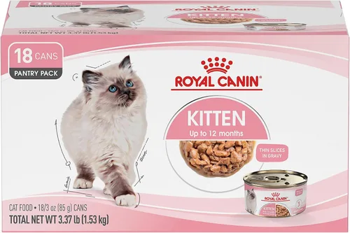 Vista 14 de Comida enlatada para gatos, de Royal Canin, salud felina, nutrición instintiva de adultos, rebanadas delgadas en salsa, Paquete de 6