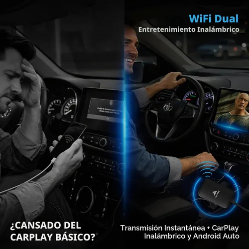 Vista 2 de AUTOSKY LITE Box Dual Plus 2026 - Adaptador inalámbrico CarPlay y Android Auto - Módulo WiFi dual - Soporte de Netflix y YouTube - Conexión estable