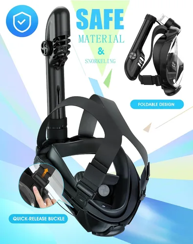 Vista 8 de Greatever G2 - Máscara de esnórquel de cara completa con el moderno sistema de parte superior seca, plegable, con visión panorámica de 180 grados